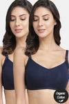 InnerSense Organic Cotton Anti Microbial Soft Nursing Bra With Removable Pads ( Pack Of 2) - Blue — thumbnail 1